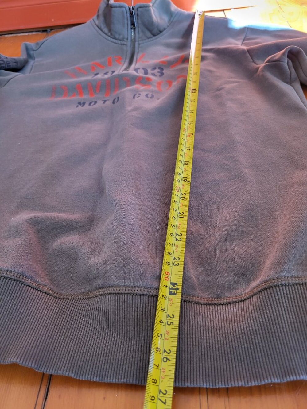 Harley Davidson Moto Co. Zip Sweatshirt Men’s Medium Army Green Y2K - Picture 10 of 11